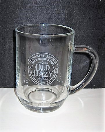 beer glass from the Bulmers brewery in England with the inscription 'Scrumpy Jack's Symonds Old Hazy Hand Pulled Traditional Cask Cider'