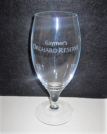 beer glass from the Matthew Clark  brewery in England with the inscription 'Gaymer's Orchard Reserve'