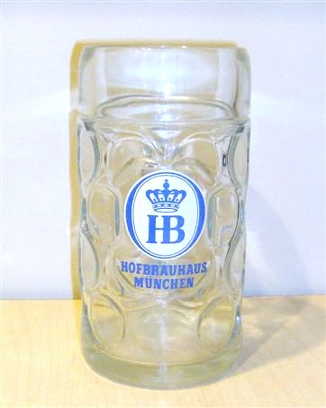 beer glass from the HB Munchen brewery in Germany with the inscription 'HB Hofbrauhaus Munchen'