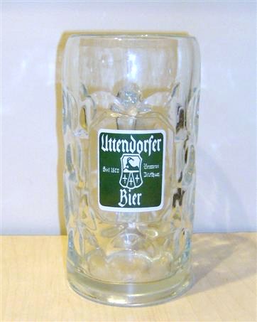 beer glass from the Uttendor brewery in Austria with the inscription 'Uttendorfer Seit 1600 Bier'