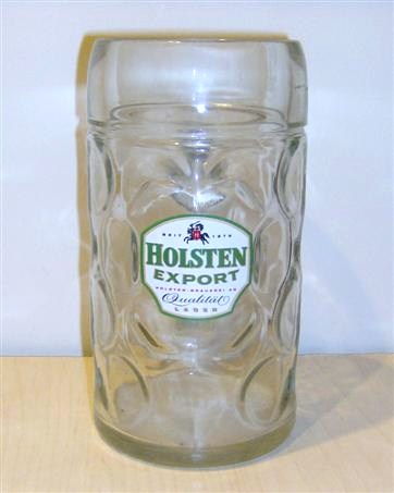 beer glass from the Holsten brewery in Germany with the inscription 'Seit 1879 Holsten Export Holsten Brauerei Qualitat Lager'