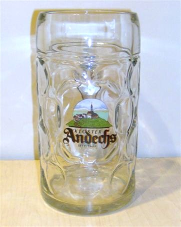 beer glass from the Andechs brewery in Germany with the inscription 'Kloster Andechs Seit 1455'
