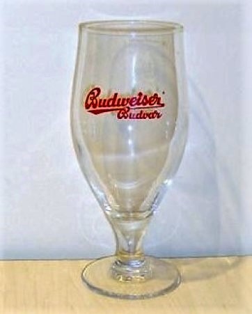 beer glass from the Budweiser Budvar brewery in Czech Republic with the inscription 'Budweiser Budvar'