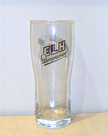 beer glass from the Staropramen brewery in Czech Republic with the inscription 'ELH Staropramen'