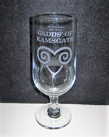 beer glass from the Ramsgate Brewery brewery in England with the inscription 'Gadds' Of Ramsgate'