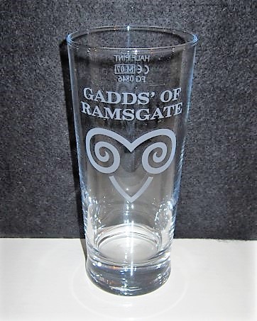 beer glass from the Ramsgate Brewery brewery in England with the inscription 'Gadds' Of Ramsgate'