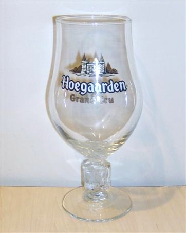 beer glass from the Hoegaarden  brewery in Belgium with the inscription 'Hoegaarden Gran Cru'