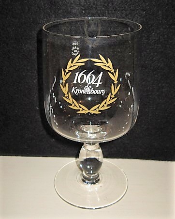 beer glass from the Kronenbourg brewery in France with the inscription '1664 De Kronenbourg'