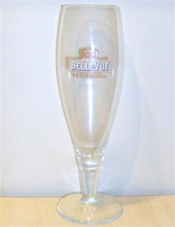 beer glass from the Belle vue brewery in Belgium with the inscription 'Belle-vue Framboise'