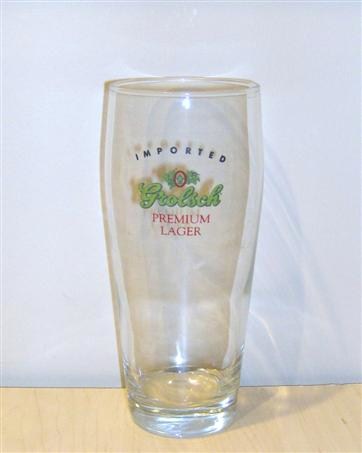 beer glass from the Grolsch brewery in Netherlands with the inscription 'Imported Grolsch Premium Larger'