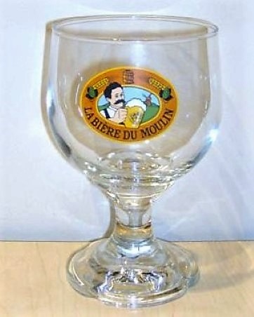 beer glass from the Le Moulin brewery in France with the inscription 'La Biere Du Moulin'