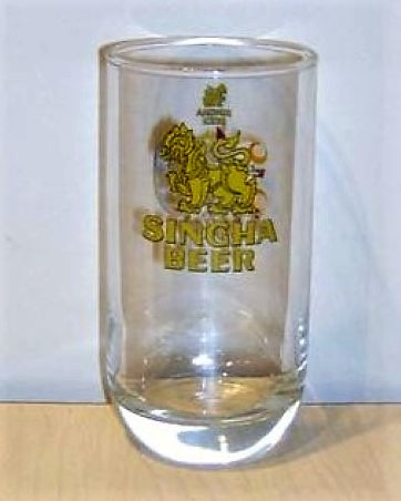 beer glass from the Singha brewery in Thailand with the inscription 'Singha Beer'