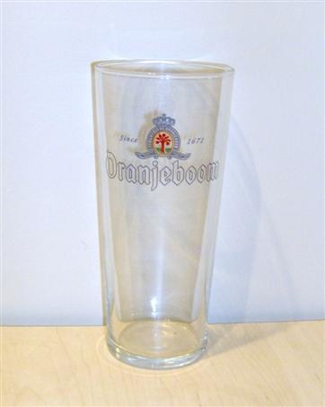 beer glass from the Oranjeboom brewery in Netherlands with the inscription 'Since 1671 Oranjeboon'