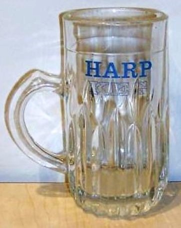 beer glass from the Guinness  brewery in Ireland with the inscription 'Harp Keg'