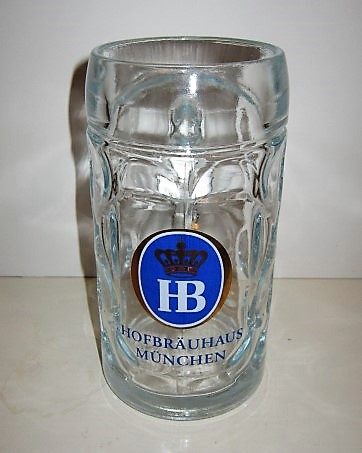 beer glass from the HB Munchen brewery in Germany with the inscription 'HB Hofbrauhaus Munchen'