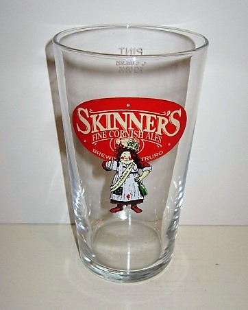 beer glass from the Skinner's  brewery in England with the inscription 'Skinner's Fine Cornish AleBrewed In Truro'