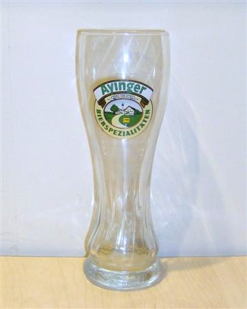 beer glass from the Ayinger brewery in Germany with the inscription 'Ayinger Bru Von Aying Bierspezialitten'