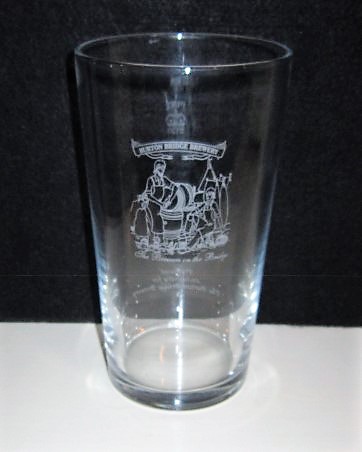 beer glass from the Burton Bridge brewery in England with the inscription 'Burton Bridge brewery The Brewers On The Bridge '