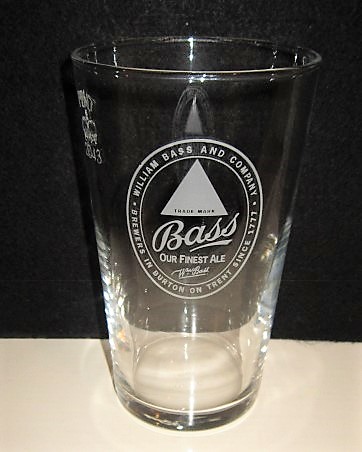 beer glass from the Bass  brewery in England with the inscription 'Bass Our Finest Ale William Bass And Company Brewers In Burton on Trent Since 1777'