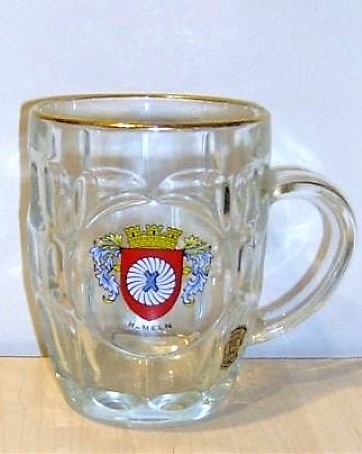 beer glass from the Allersheim brewery in Germany with the inscription 'Hameln'