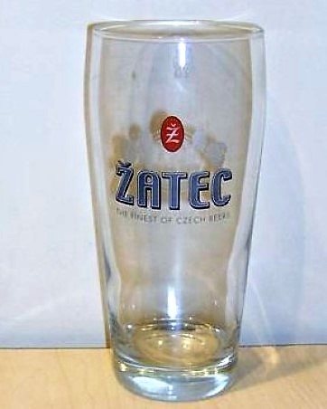 beer glass from the Zatec  brewery in Czech Republic with the inscription 'Zatec The Finest Of Czech Beers'