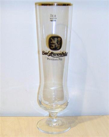 beer glass from the Lowenbrau brewery in Germany with the inscription 'Der Lowenbrau'