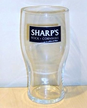 beer glass from the Sharp's brewery in England with the inscription 'Sharp's Rock Cornwall '