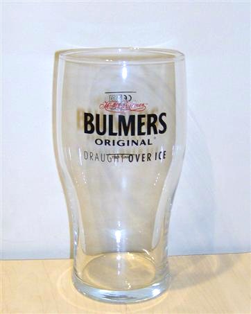 beer glass from the Bulmers brewery in England with the inscription 'Bulmers Original Draught Over Ice'