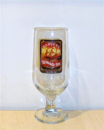 beer glass from the Harvey & Son brewery in England with the inscription 'Harveys Armada Ale'