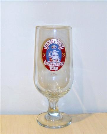 beer glass from the Harvey & Son brewery in England with the inscription 'Harveys Elizabethan Ale'