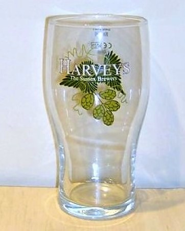 beer glass from the Harvey & Son brewery in England with the inscription 'Harveys The Sussex Brewers'