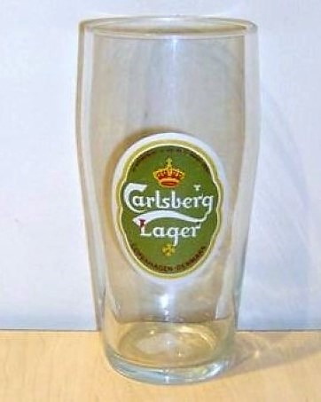 beer glass from the Carlsberg brewery in Denmark with the inscription 'Carlsberg Lager'