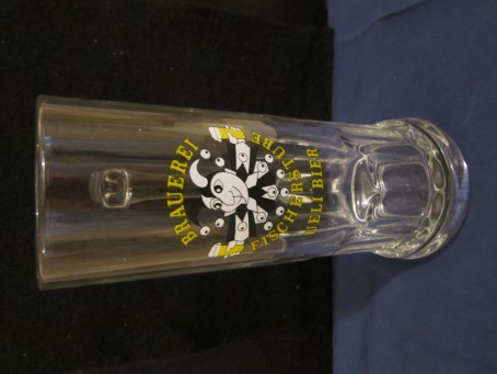 beer glass from the Fischerstube brewery in Switzerland with the inscription 'Brauerei Fischerstube Ueli Bier'