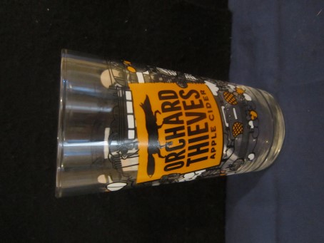 beer glass from the Heineken brewery in England with the inscription 'Orchard Thieves'